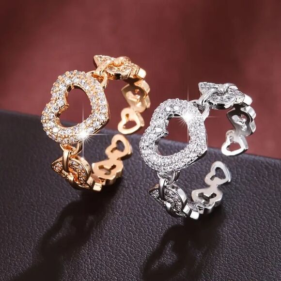 Elegant Silver Heart-Shaped Ring Silver Heart Ring - Picture 2 of 3